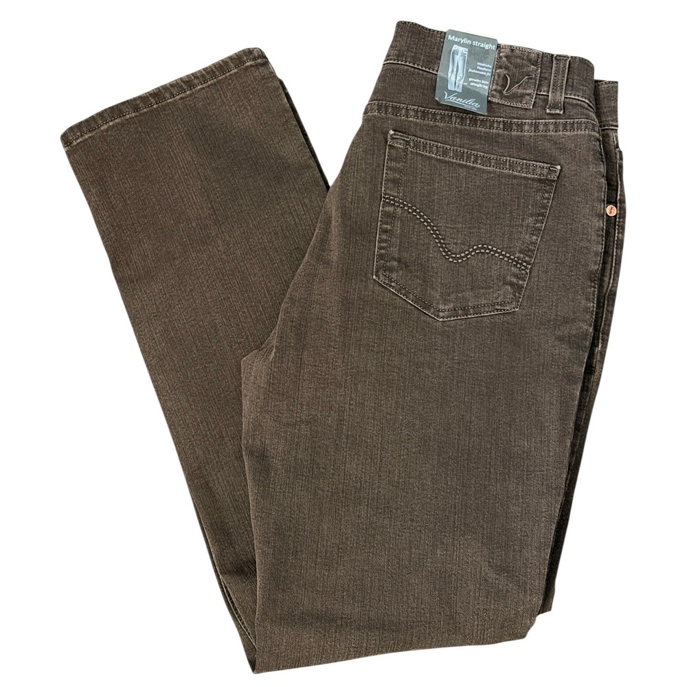 Vanilia Marilyn Straight Jeans Women 42K/12 Brown Stretch Italy Straight Leg NWT
